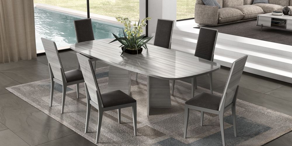 Product photograph of Status Mia Day Silver Grey Fixed Dining Table 250cm Seats 8 Diners Oval Top from Choice Furniture Superstore.